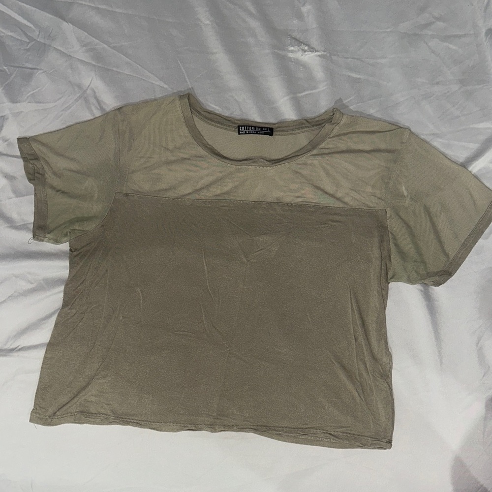 Cotton On Olive Sheer Short Sleeve Tee